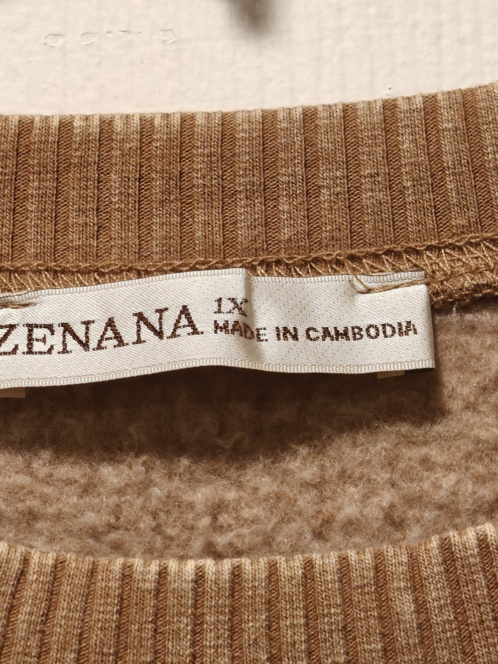 Zenana Just For You Distressed Pullover Mocha NWOT - Picture 3 of 3